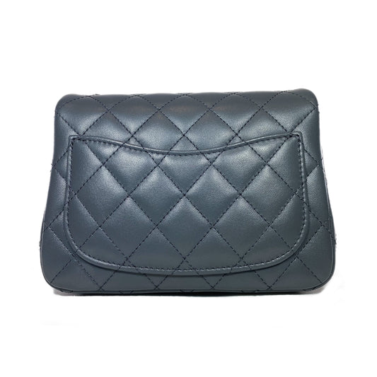 Chanel Dark Gray Mini Square Pearl Crush Flap Bag