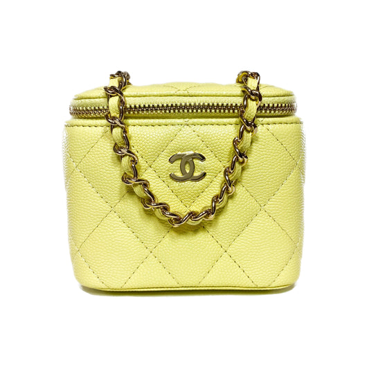 Chanel Yellow Quilted Mini Vanity