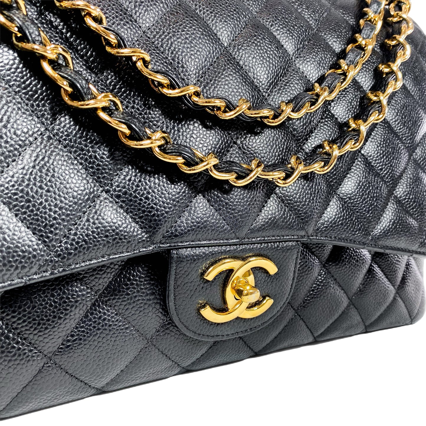 Chanel Black Quilted Caviar Maxi Double Flap Bag