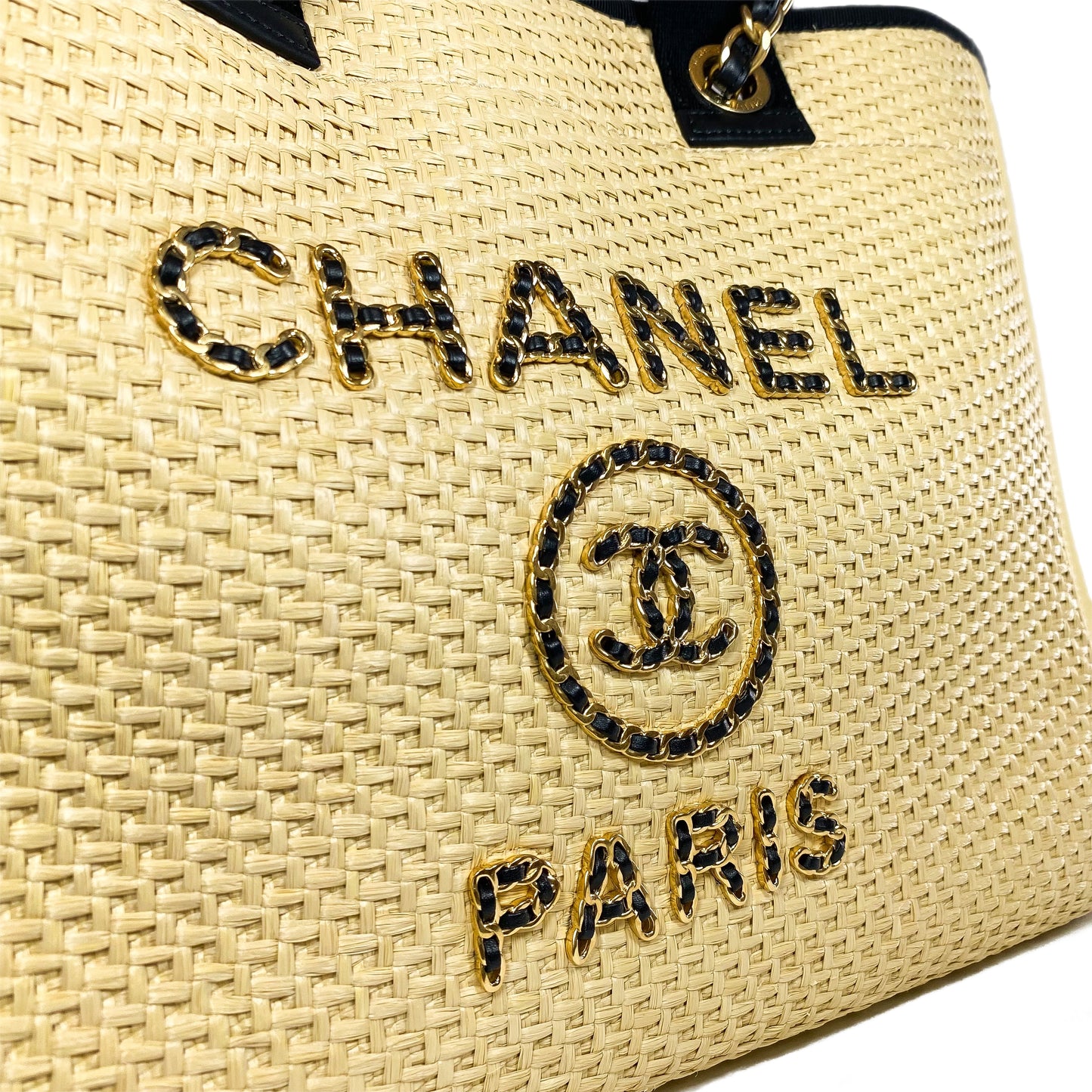 Chanel Large Beige Raffia Deauville