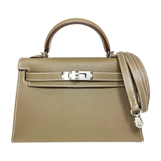 Hermes Mini Kelly 20 Etoupe Epsom Palladium Hardware