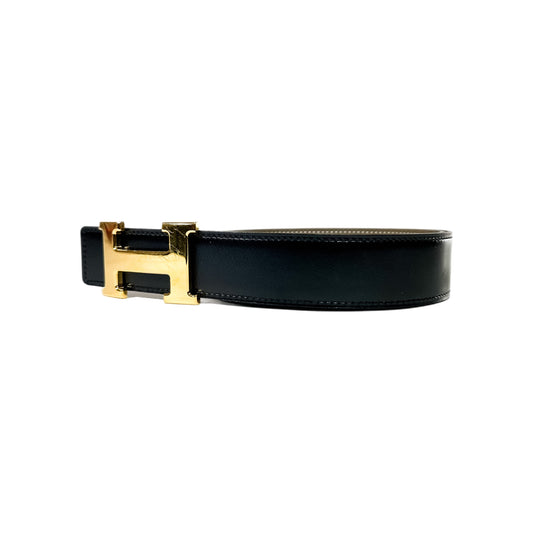 Hermes Black Etoupe Reversible Belt