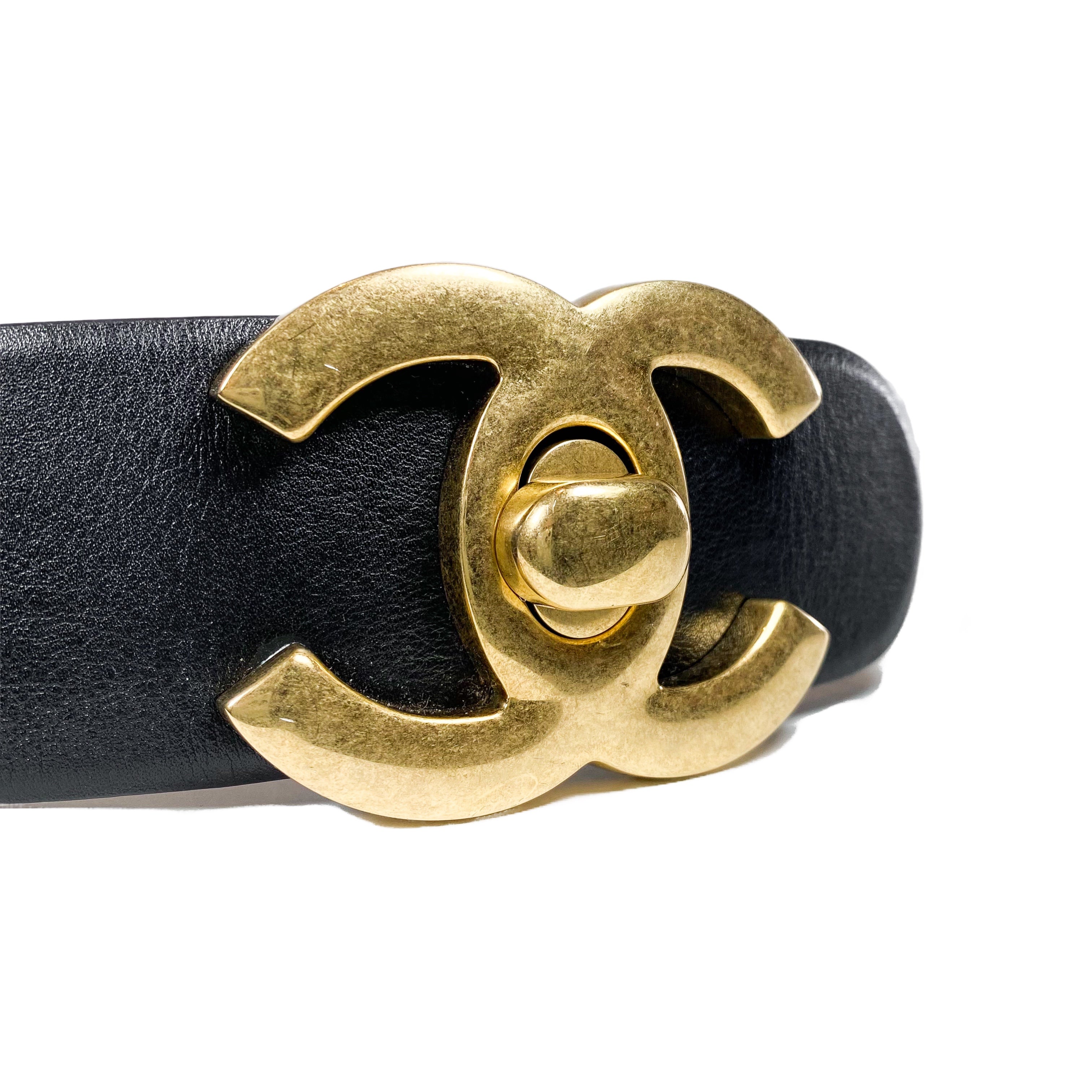 Chanel Black CC Turn Lock Belt