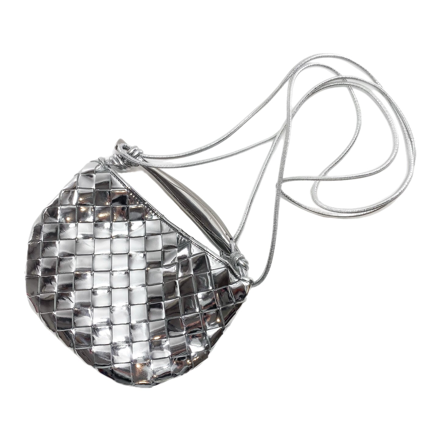 Bottega Veneta Silver Mirrored Laminated Sardine Bag