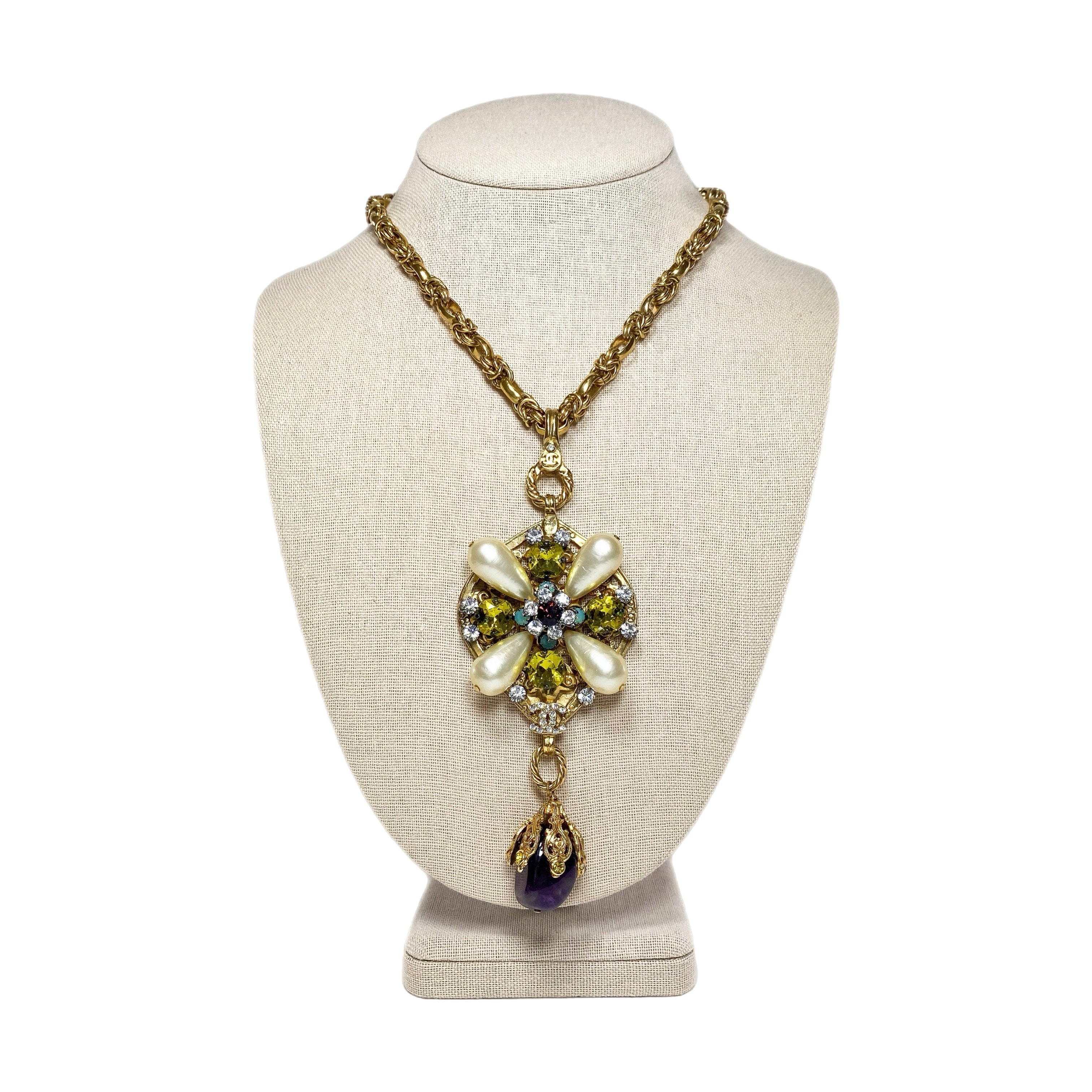 Chanel Vintage Gold Amethyst Necklace