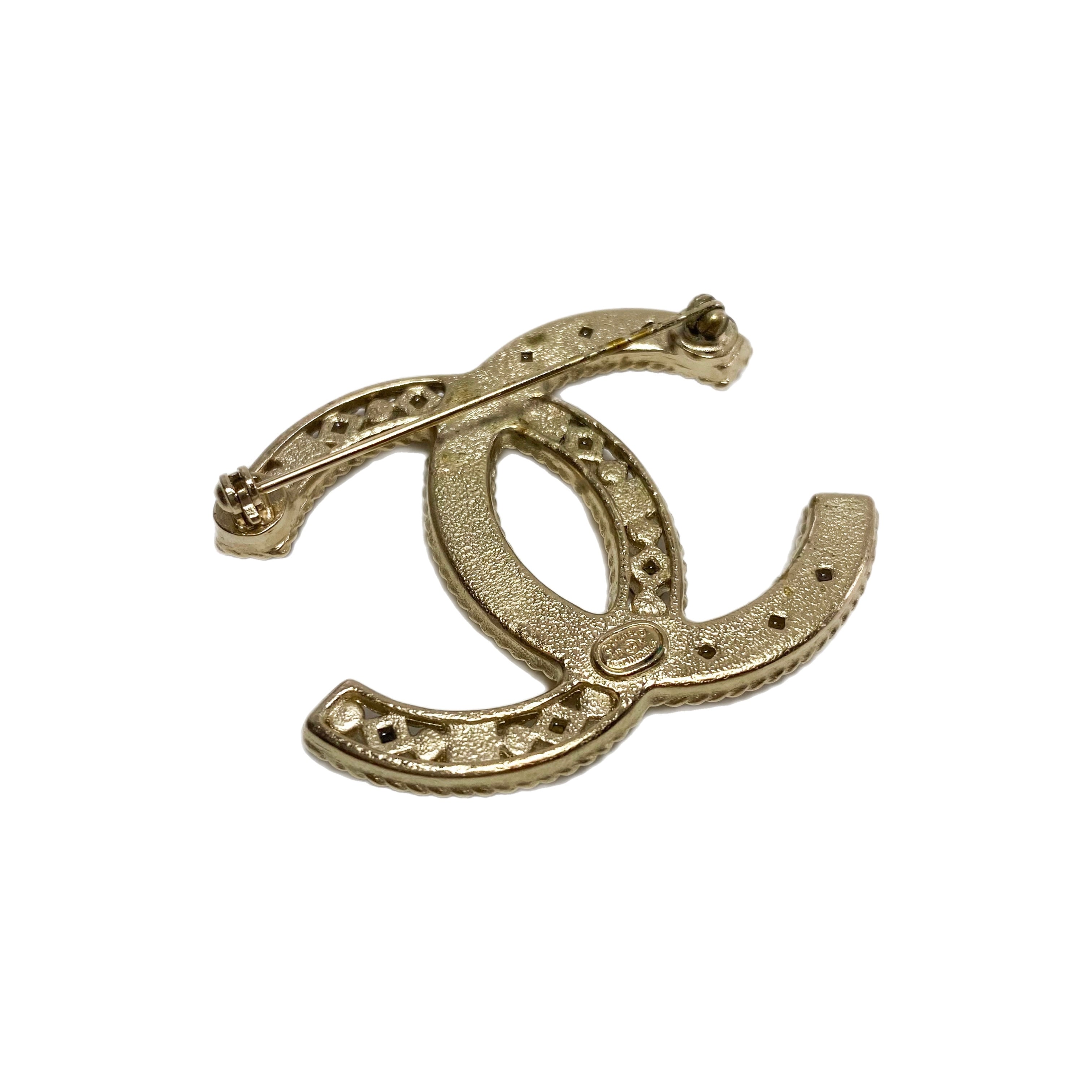 Chanel CC Gold Beaded Brooch