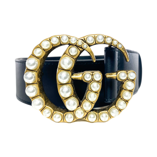 Gucci Black Pearl GG Marmont Belt