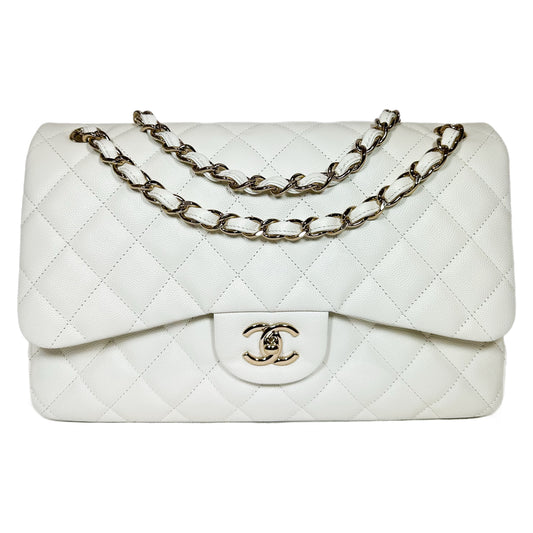Chanel White Jumbo Double Flap Bag