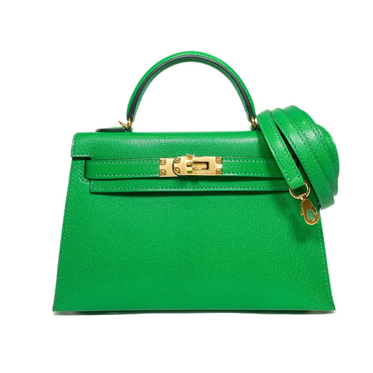 Hermes Mini Kelly 20 Bamboo Chevre Gold Hardware