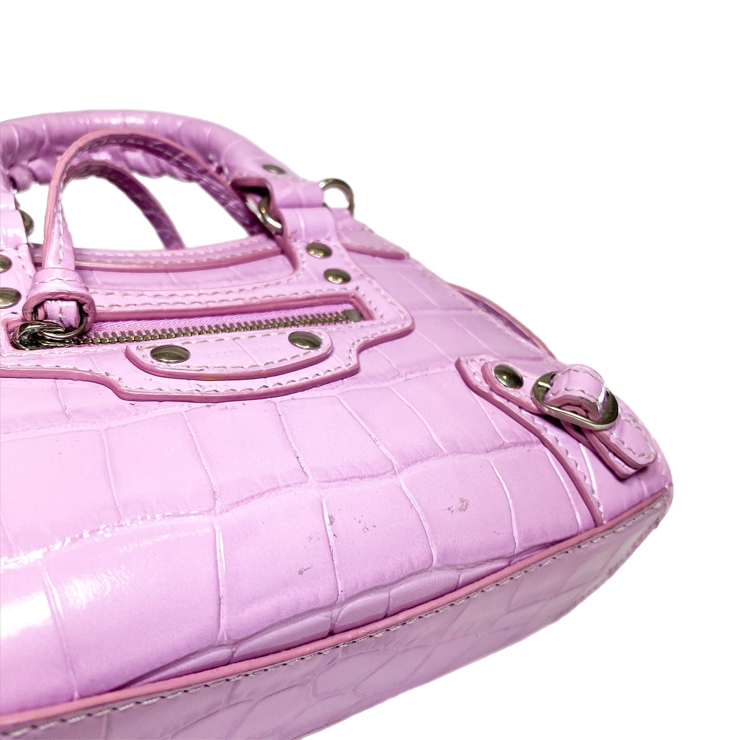 Balenciaga Lilac Embossed Neo Classic Nano City Bag