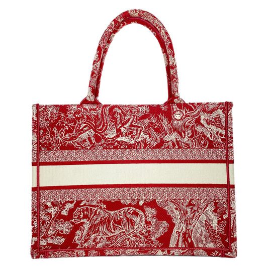Dior Red Ivory Toile de Jouy Book Tote