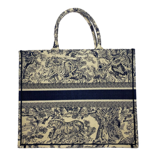 Dior Navy Beige Toile de Jouy Book Tote