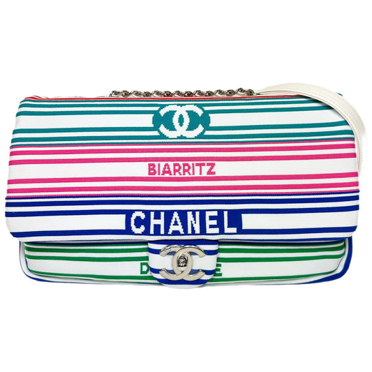 Chanel White Multicolor Venise Biarritz Flap Bag