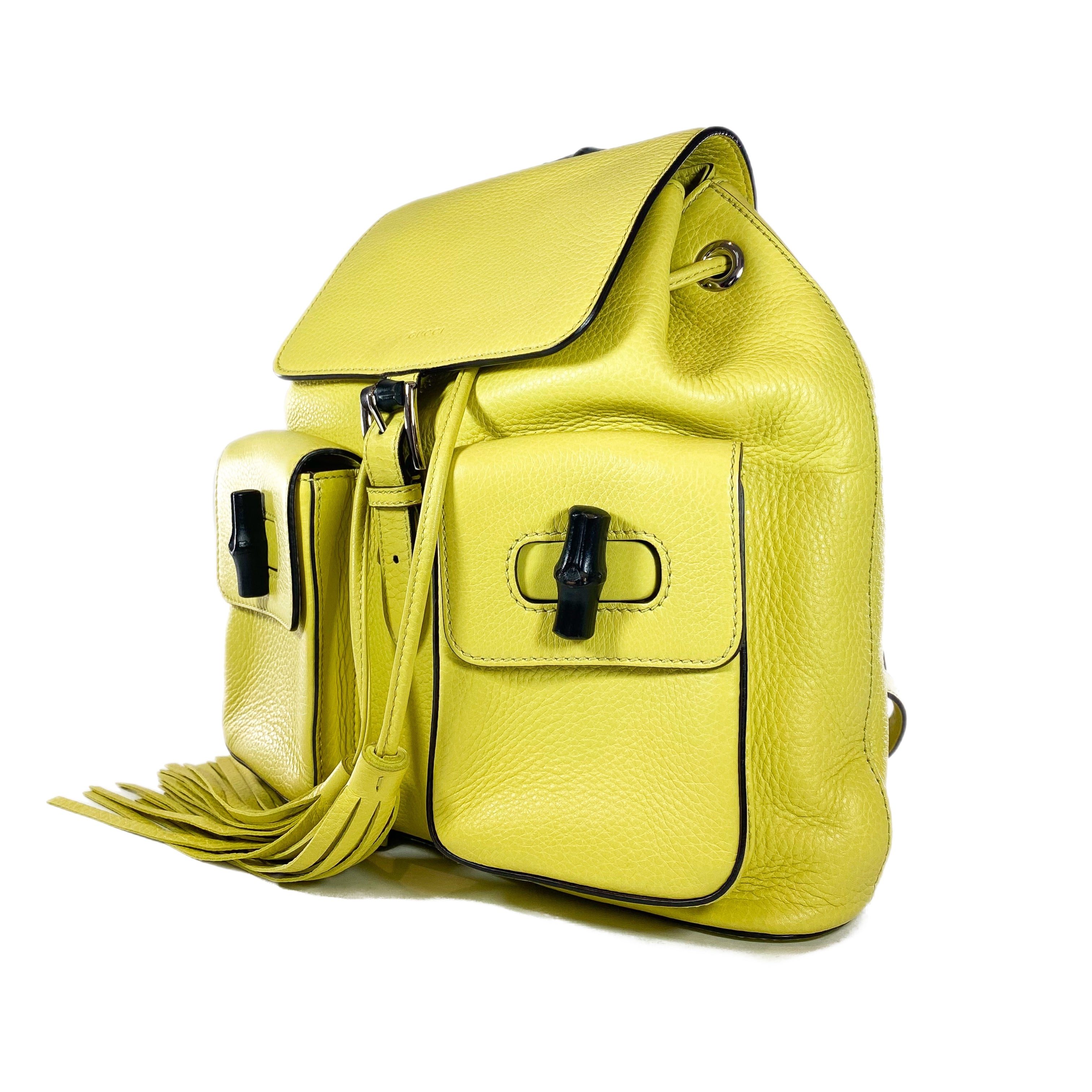 Gucci Yellow Bamboo Tassel Backpack