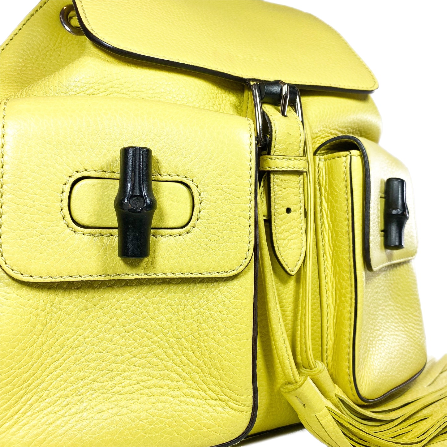 Gucci Yellow Bamboo Tassel Backpack