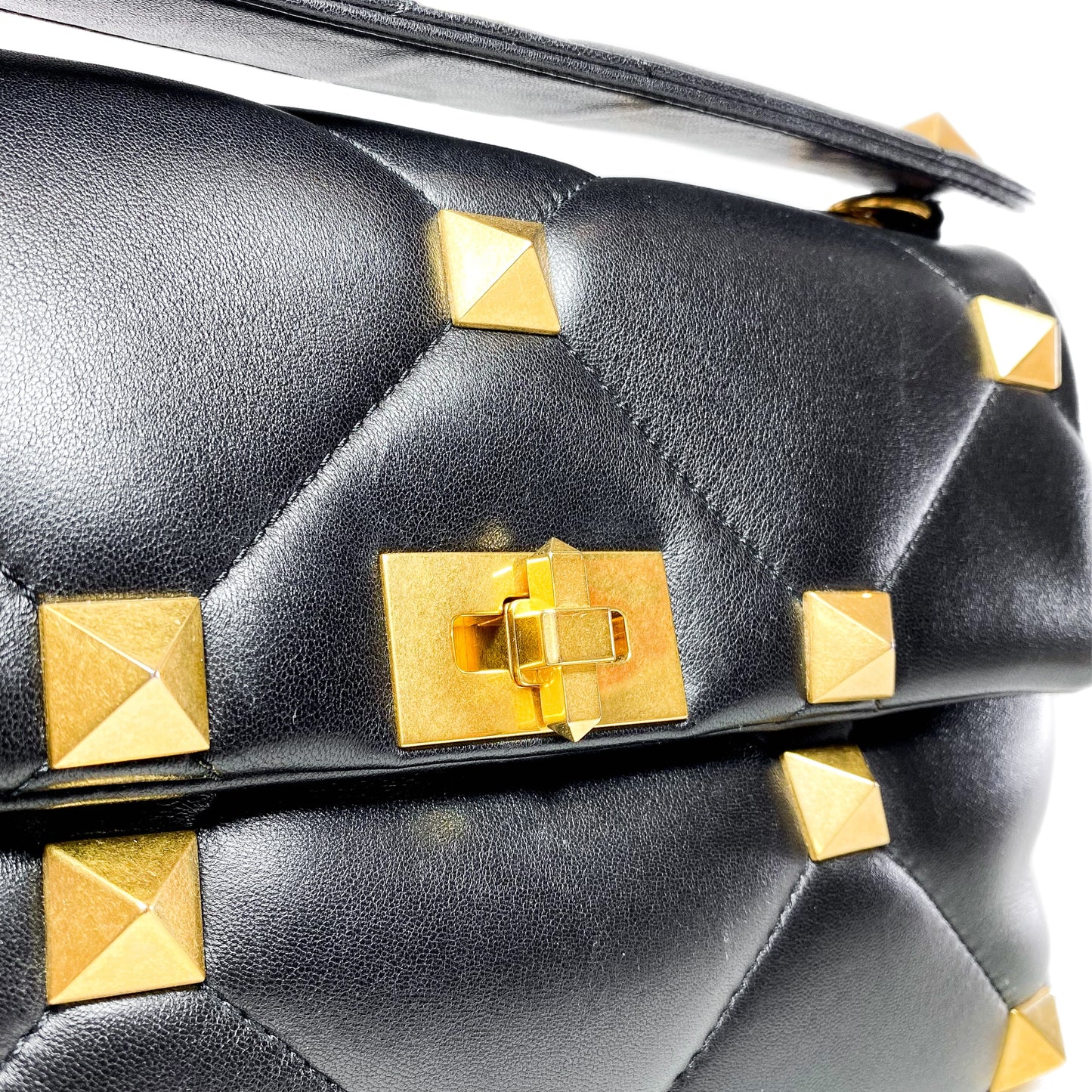 Valentino Large Black Roman Stud Flap Bag