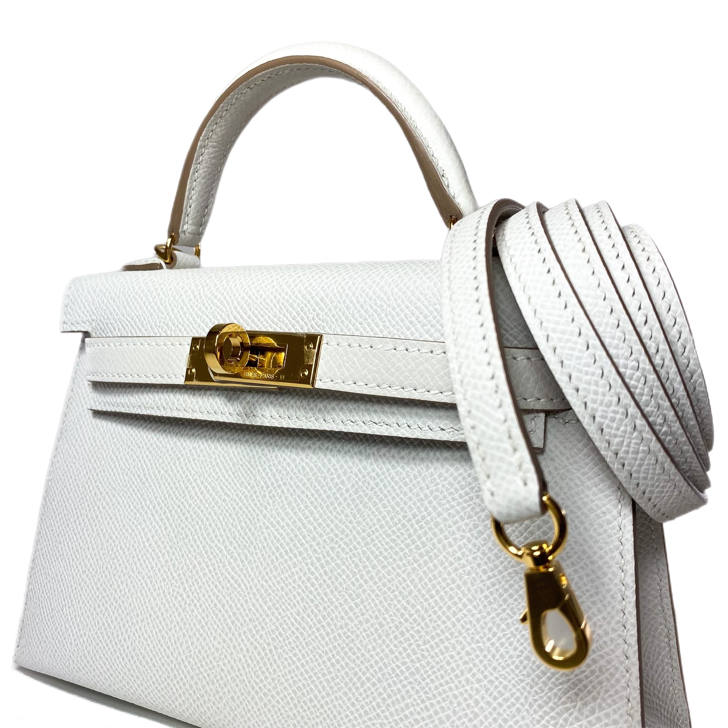 Hermes Mini Kelly 20 Gris Pale Epsom Gold Hardware