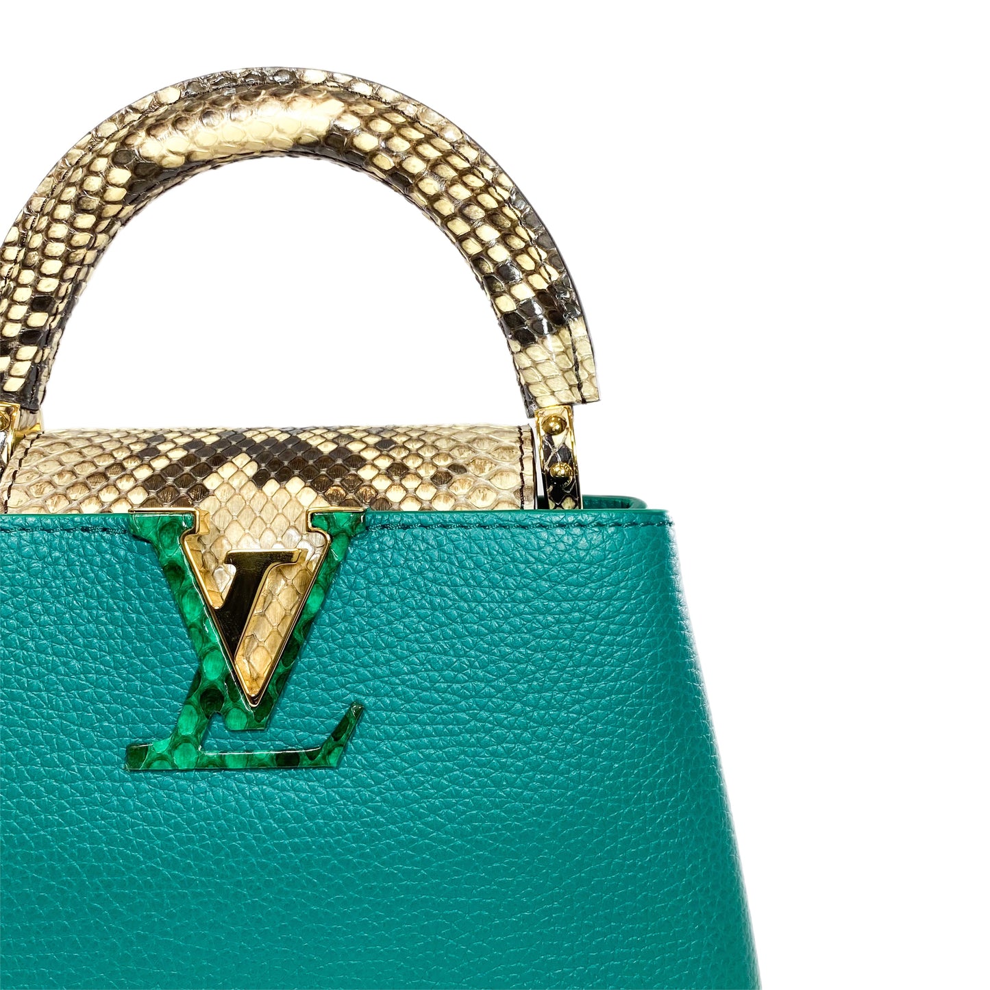 Louis Vuitton Emeraude Green Mini Python Capucines