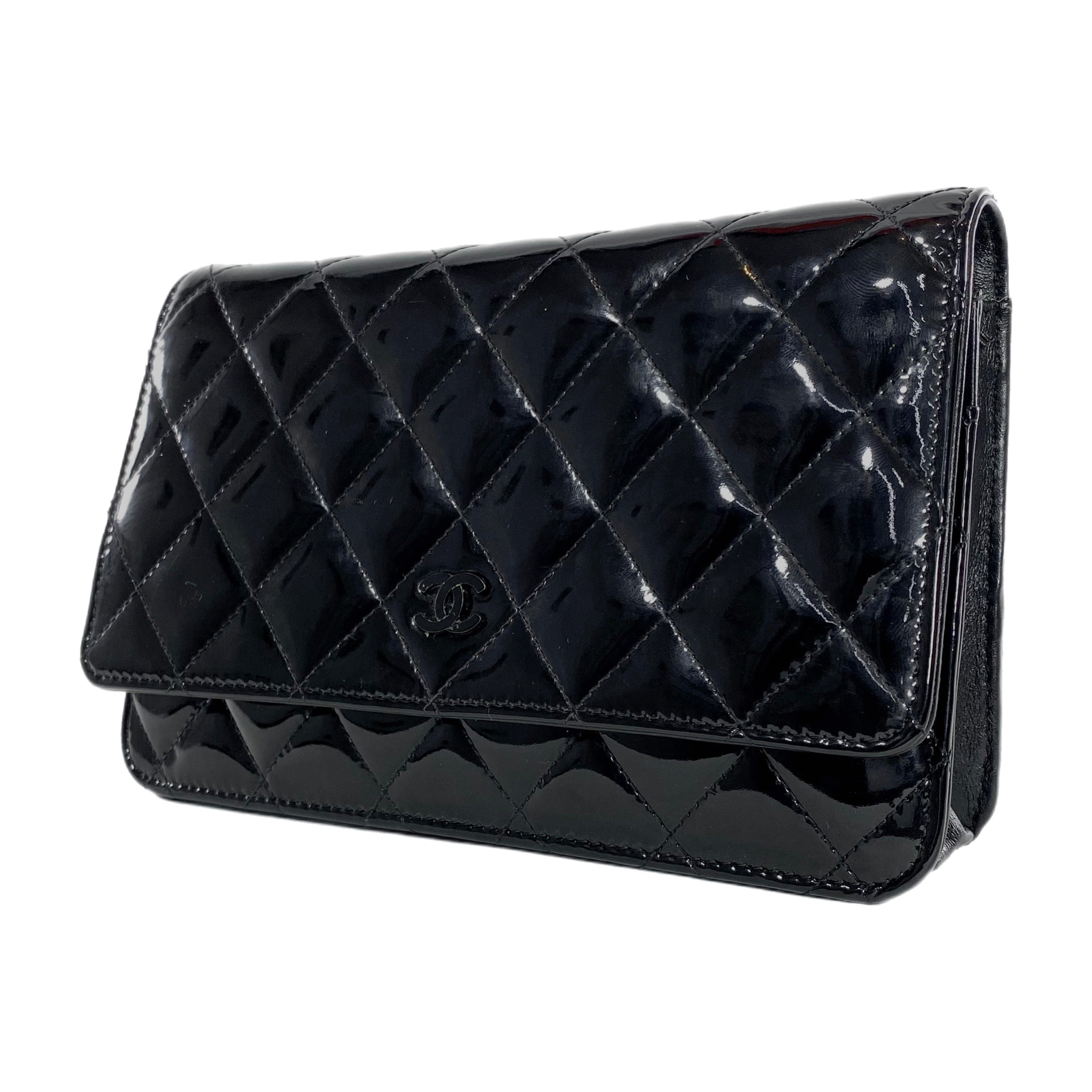 Chanel Black Patent Wallet On Chain