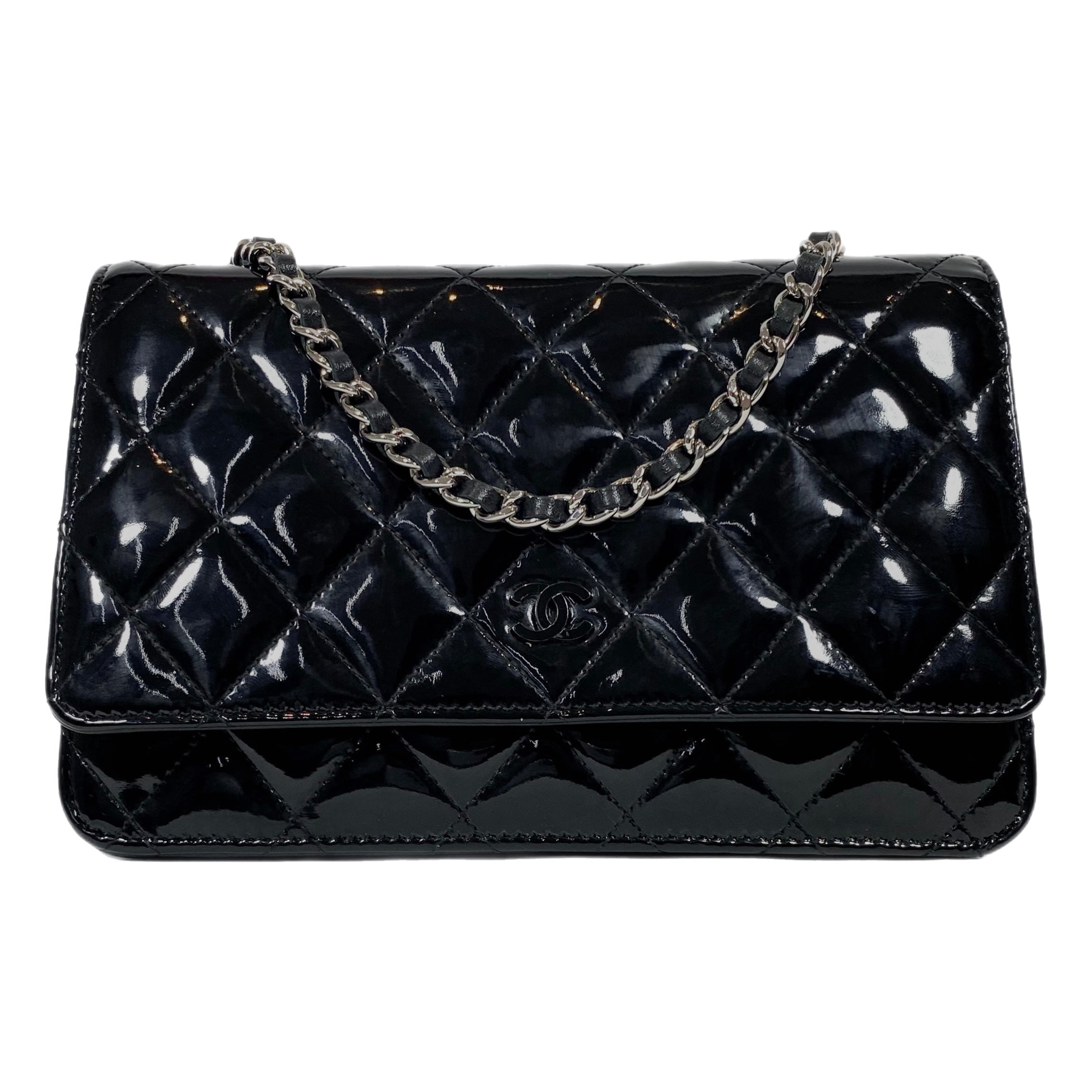 Chanel Black Patent Wallet On Chain