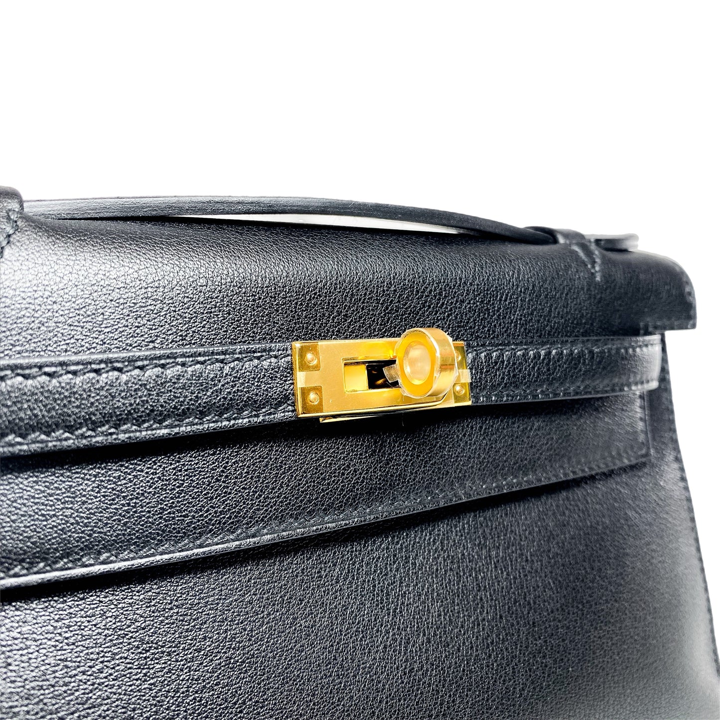 Hermes Kelly Pochette Noir Madame Gold Hardware