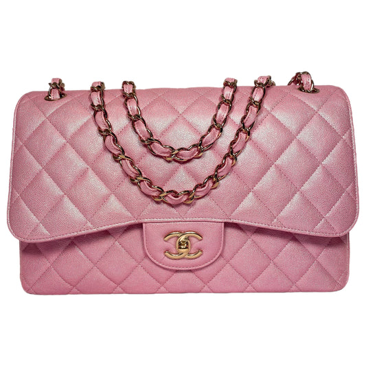 Chanel Iridescent Rose Pink Jumbo Double Flap Bag