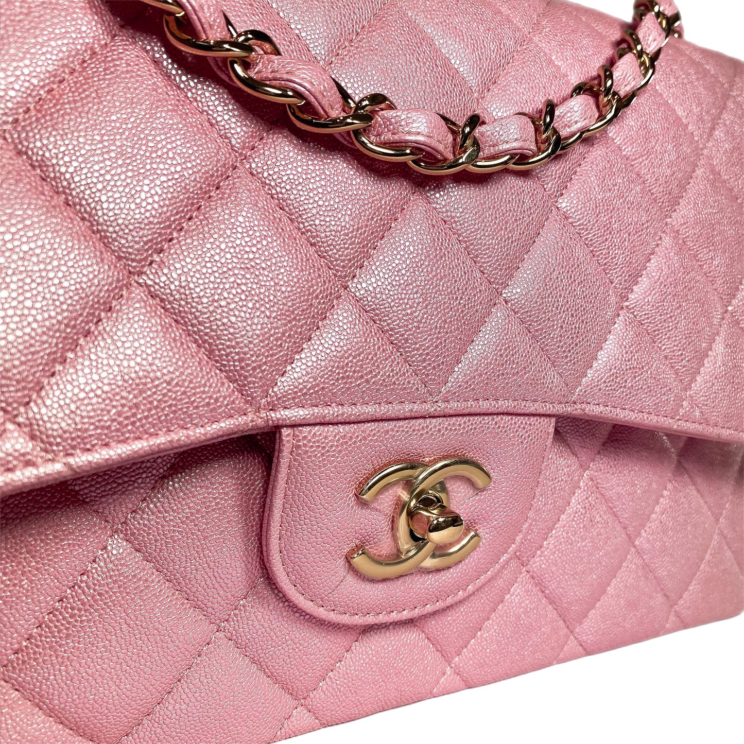 Chanel Iridescent Rose Pink Jumbo Double Flap Bag