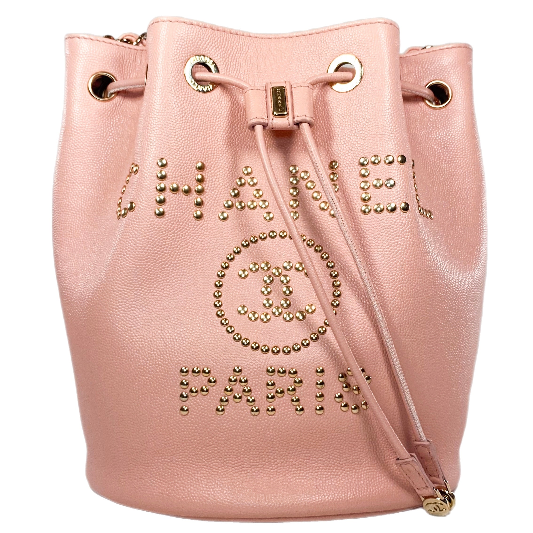 Chanel Light Pink Caviar Deauville Drawstring Bucket Bag