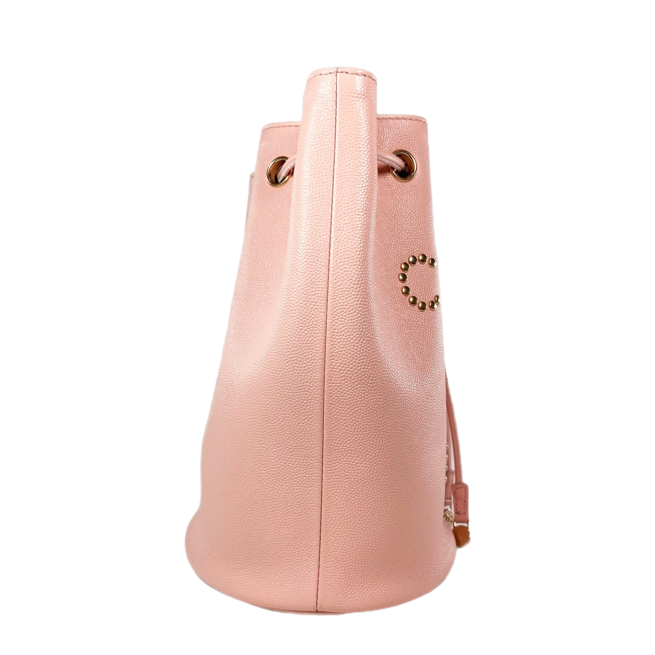 Chanel Light Pink Caviar Deauville Drawstring Bucket Bag