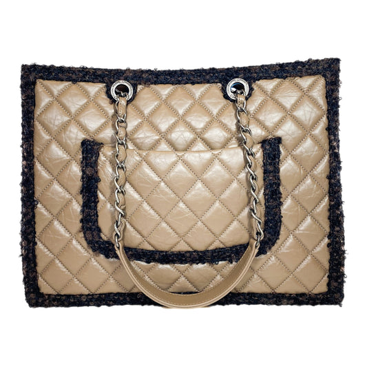 Chanel Brown Quilted Tweed Trim Secrets Tote Bag