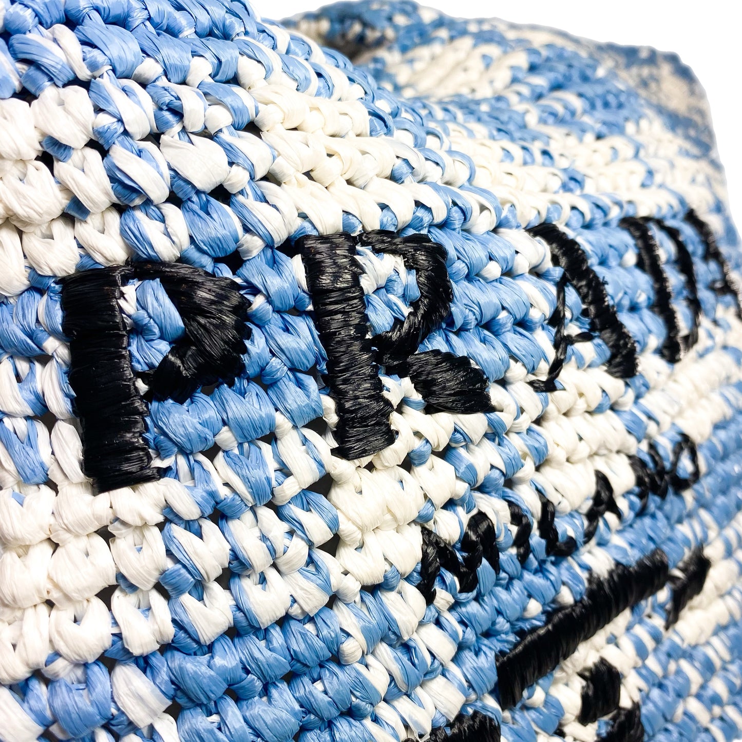 Prada Large Blue White Raffia Tote Bag