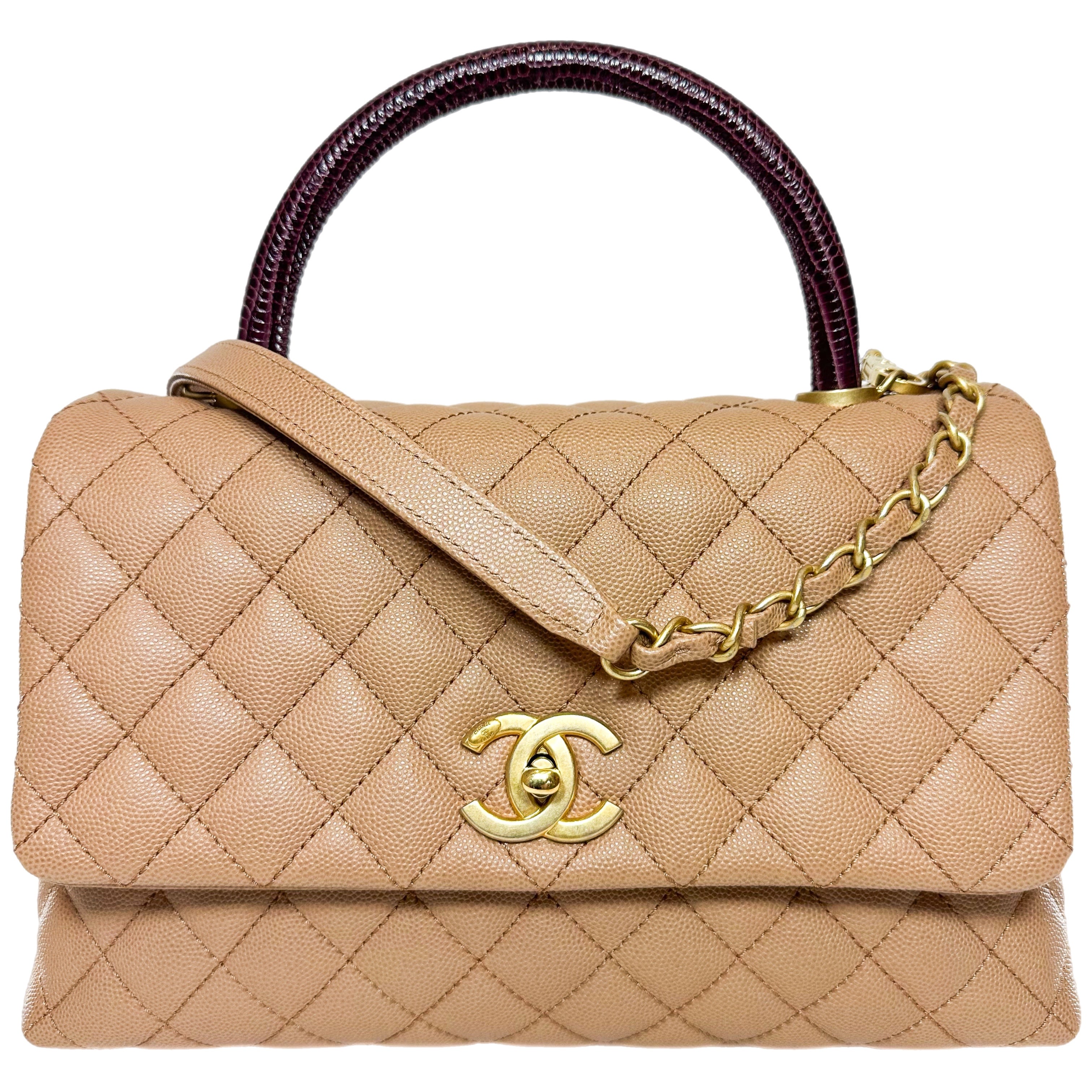 Chanel Beige Lizard Embossed Small Coco Handle Flap | Consign of