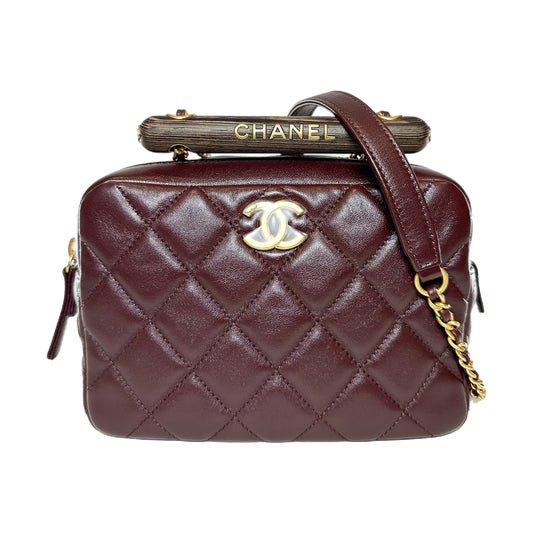 Chanel Burgundy Mini Wenge Wood Bowling Bag