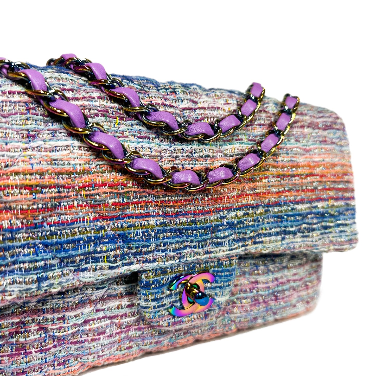 Chanel Multicolor Rainbow Chain Double Flap Bag