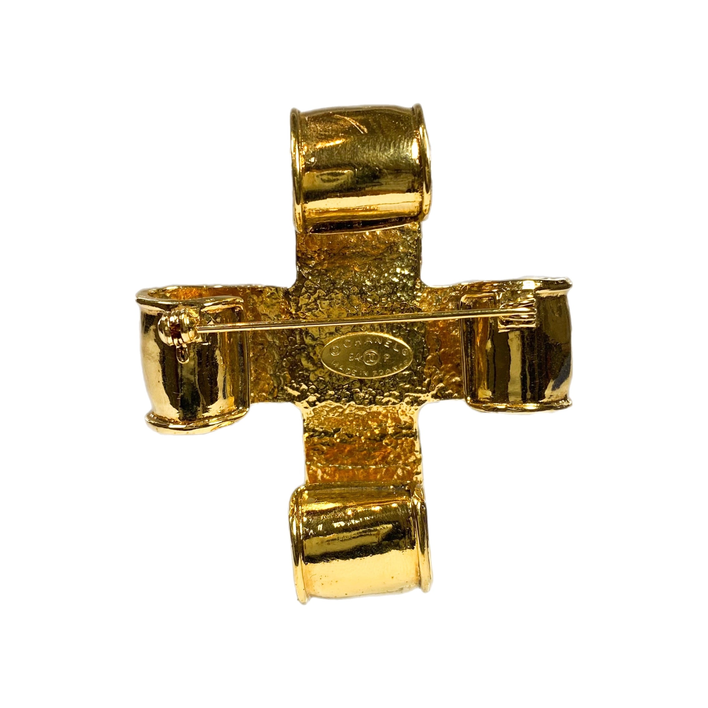 Chanel Gold CC Cross Brooch