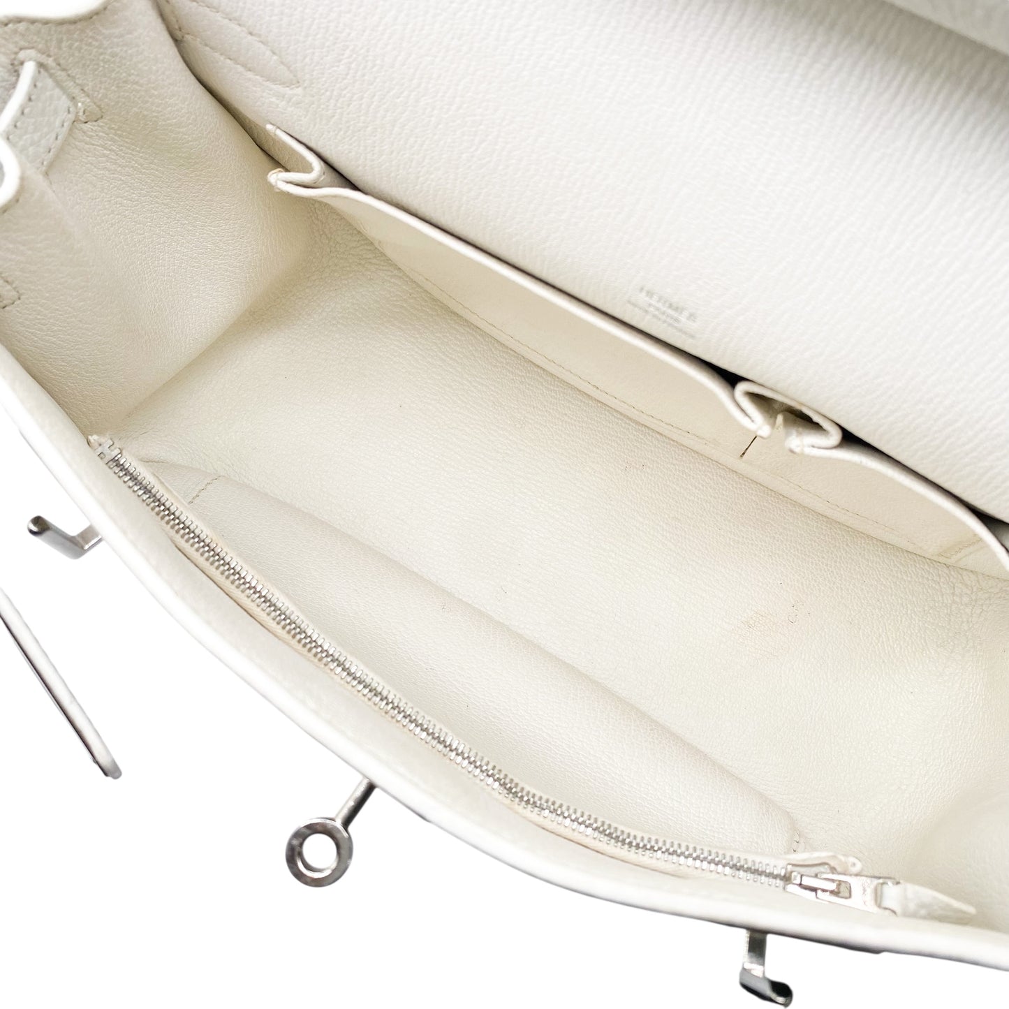 Hermes Jypsiere 28 White Clemence Palladium Hardware