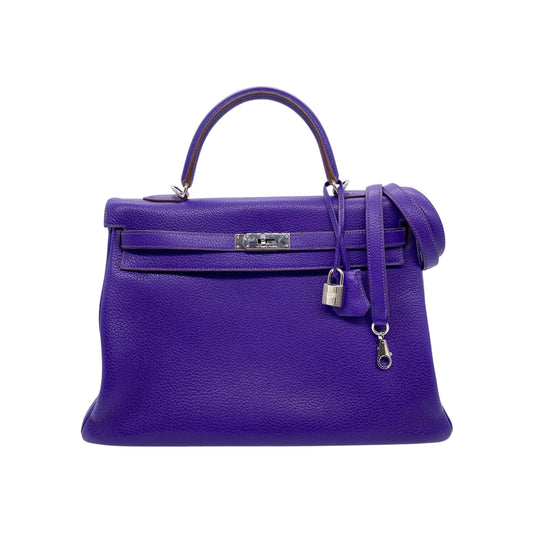 Hermes Kelly 35 Iris Clemence Palladium Hardware