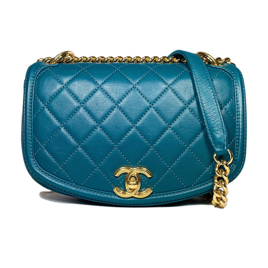 Chanel Teal Curved Shoulder Bag