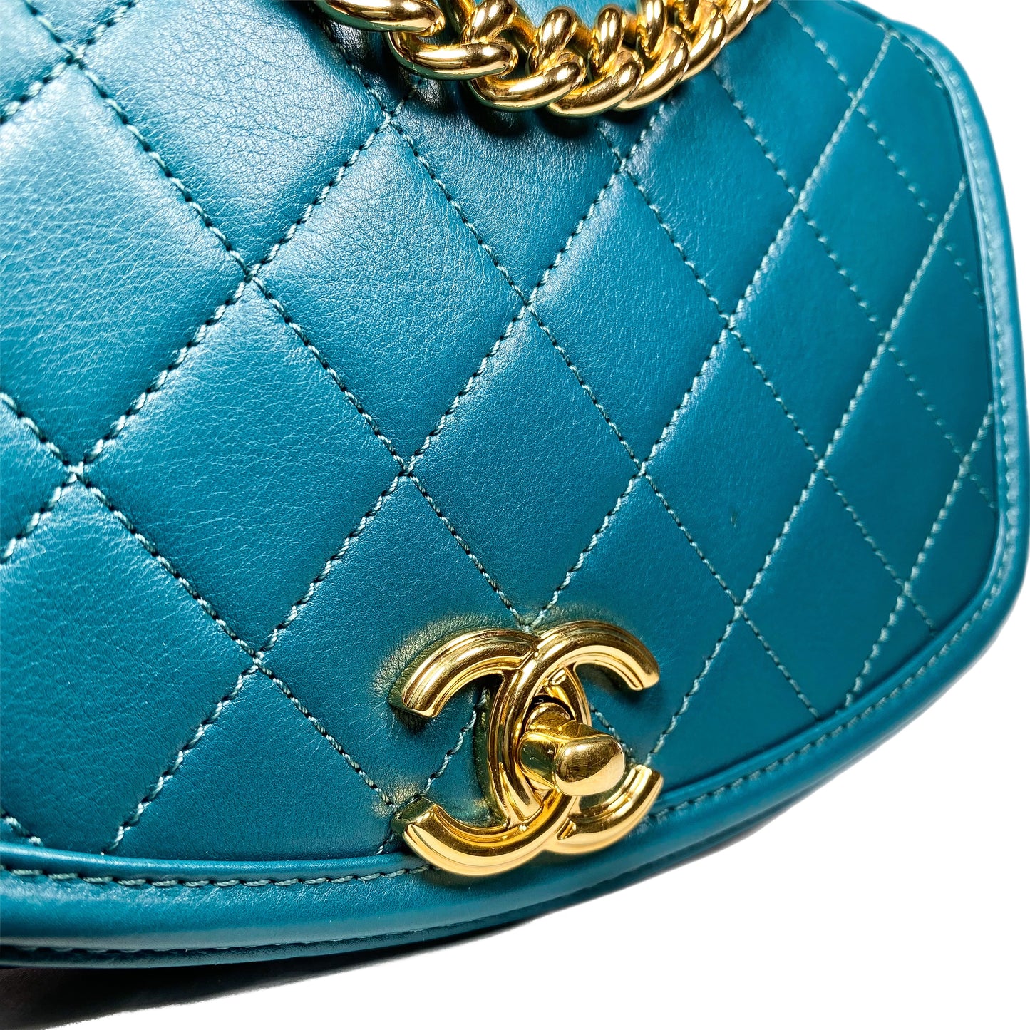 Chanel Teal Curved Shoulder Bag
