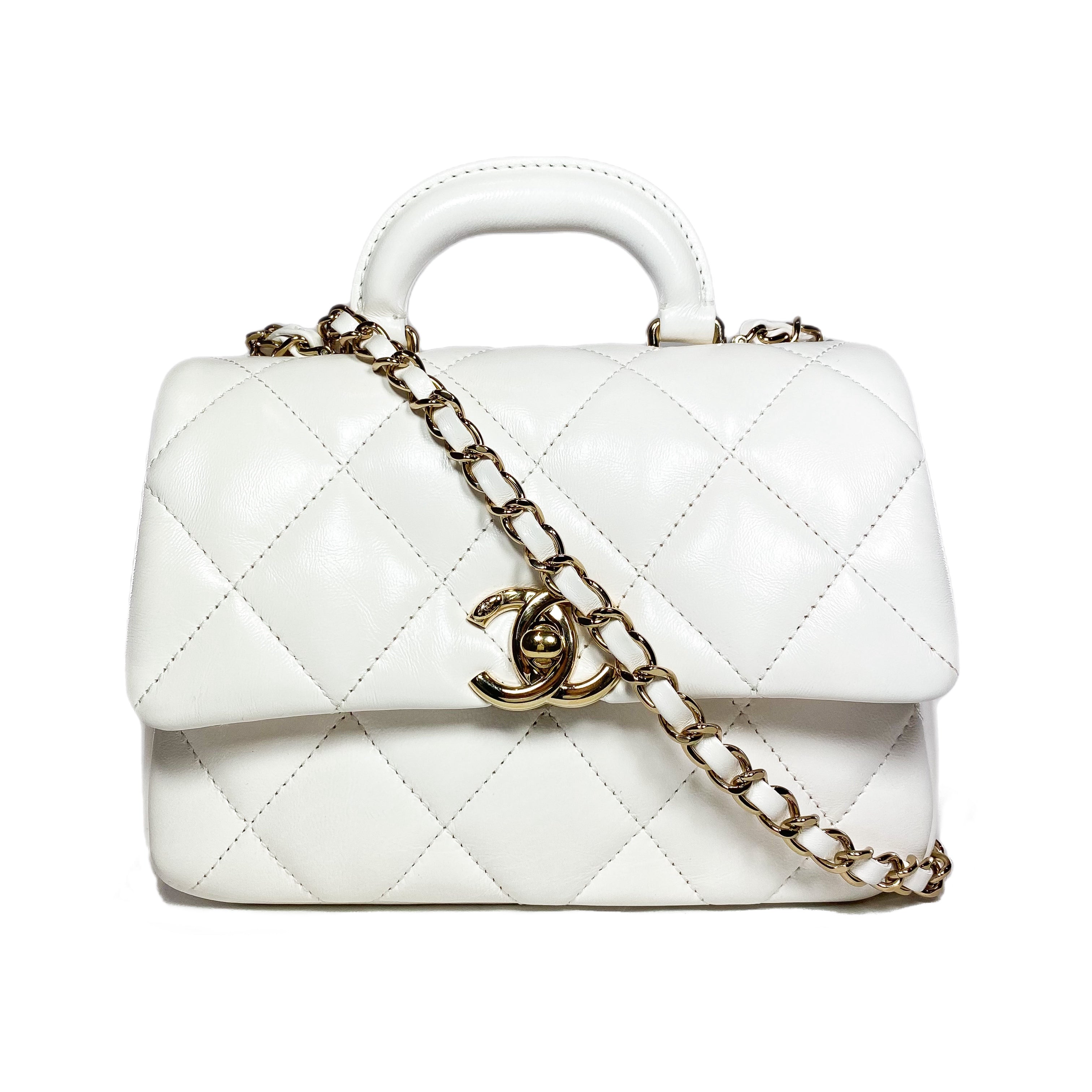 Chanel White Mini Square Top Handle