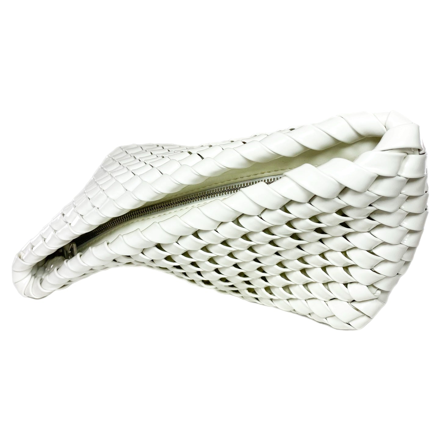 Bottega Veneta Intrecciato Slanted White Clutch
