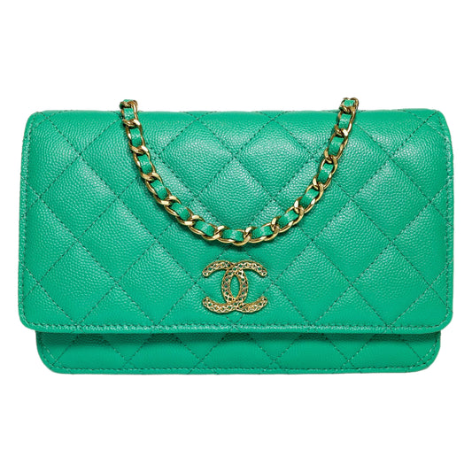 Chanel Green Caviar Wallet on Chain