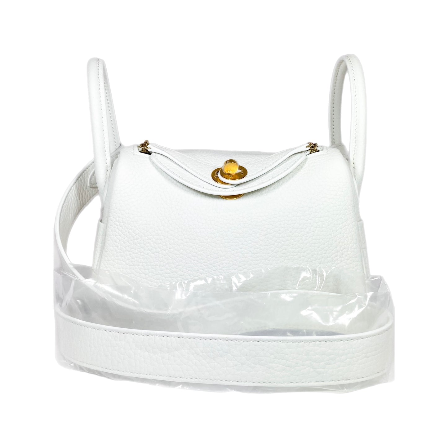 Hermes Mini Lindy White Clemence Gold Hardware