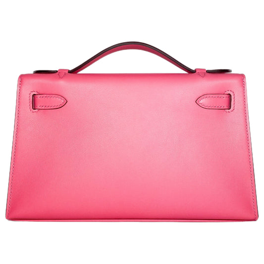 Hermes Rose Azalee Pochette Swift Palladium Hardware