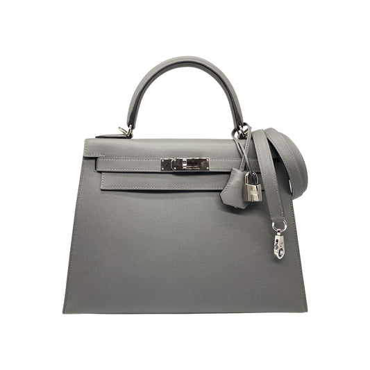 Hermes Kelly 28 Gris Meyer Madame Palladium Hardware