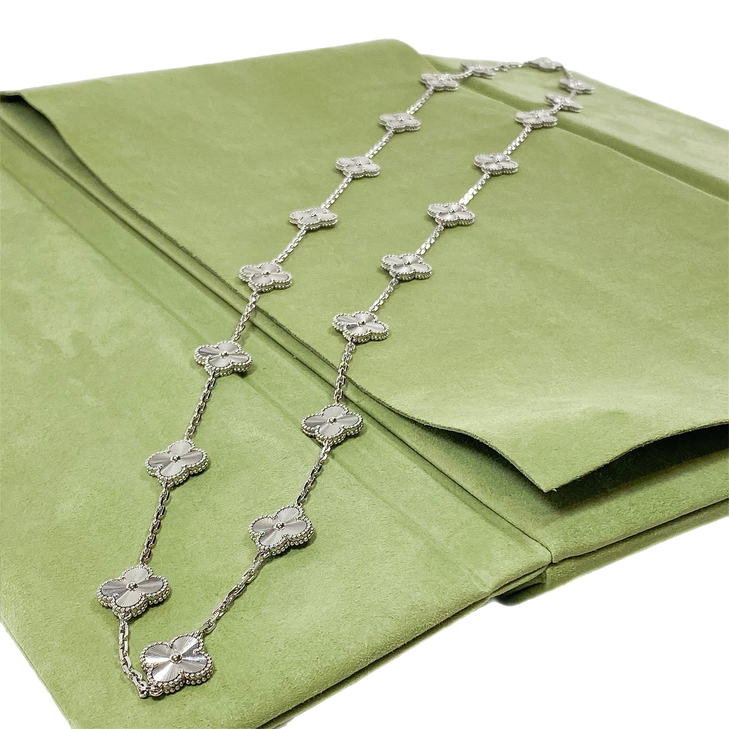 Van Cleef & Arpels 18k White Gold 20 Motif Vintage Alhambra Long Necklace