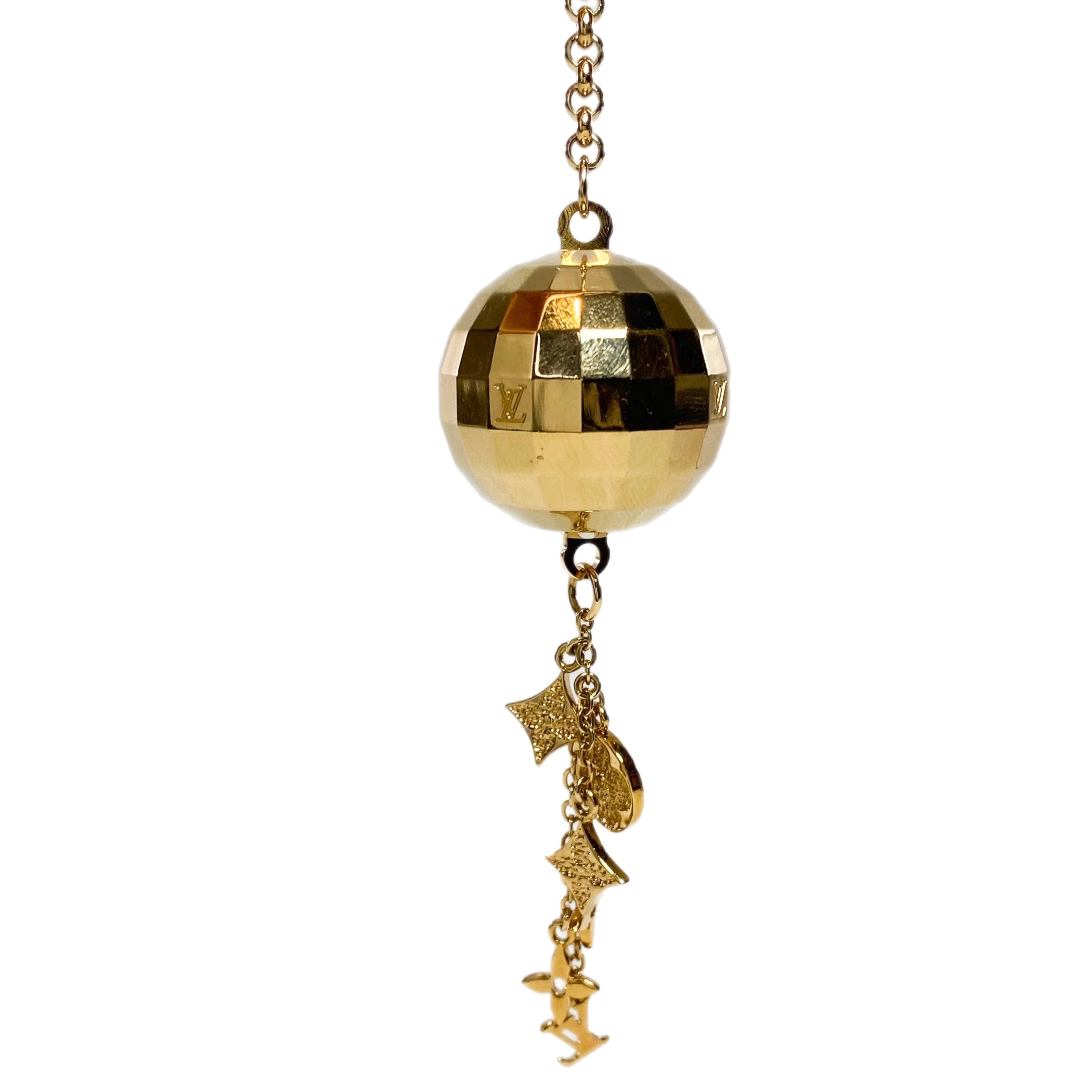 Louis Vuitton Gold Tone Metal Disco Ball Keychain