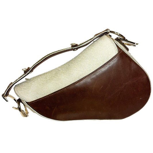 Dior Brown Ivory Saddle Bag
