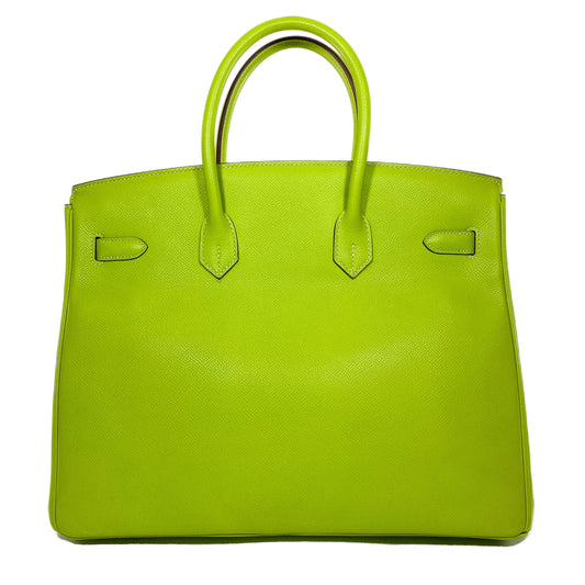 Hermes Birkin 35 Kiwi Lichen Epsom Palladium Hardware