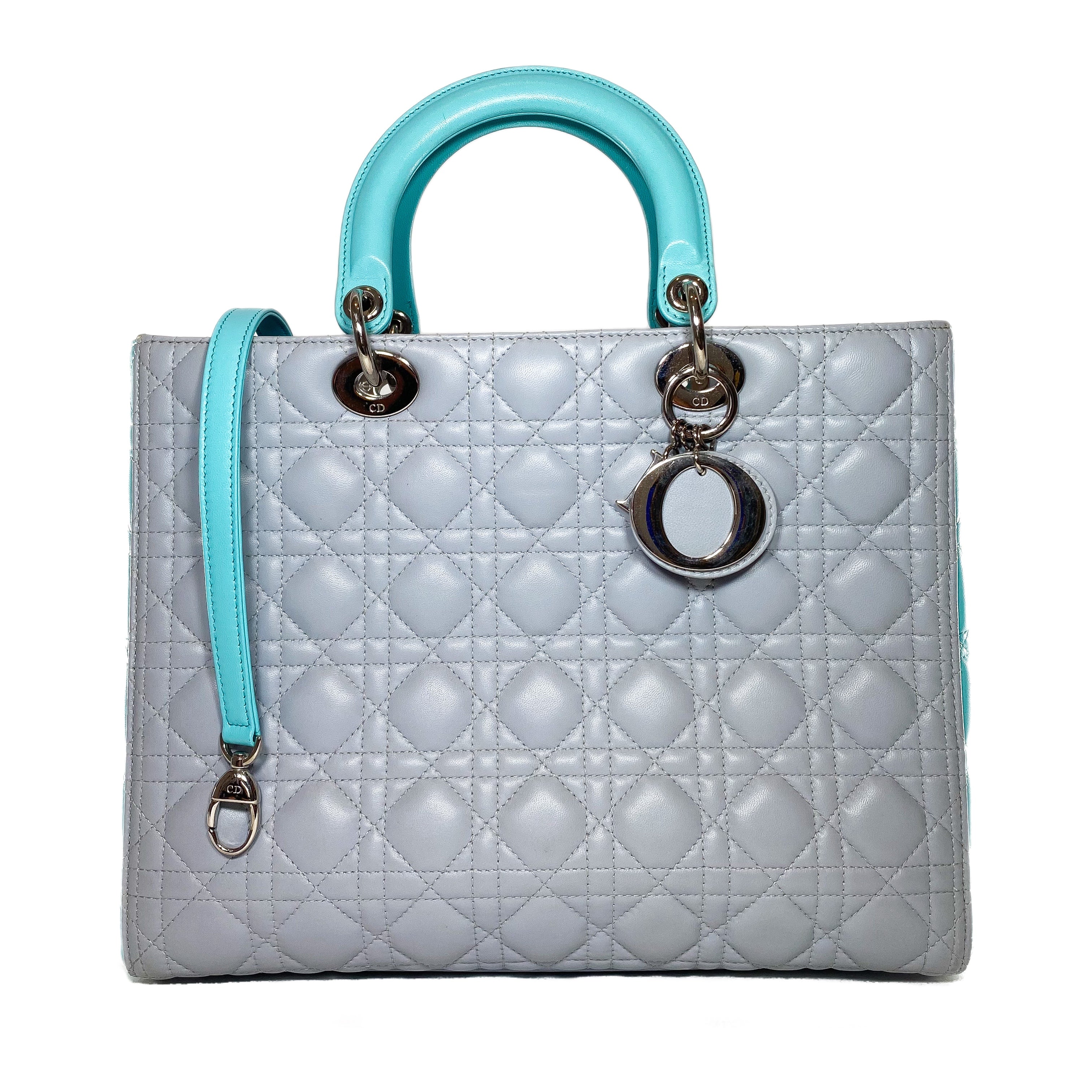 Dior Turquoise Gray Large Lady Dior